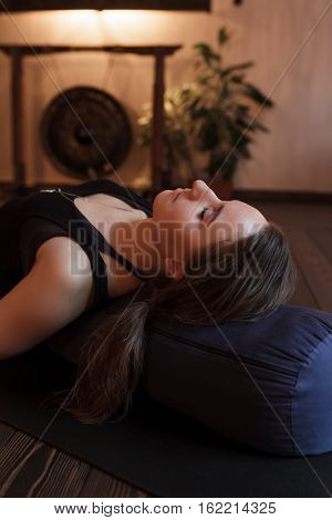 Girl Relaxing After A Yoga Class