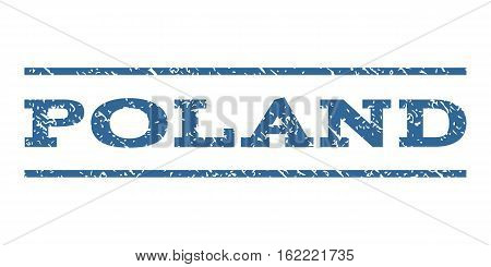 Poland watermark stamp. Text caption between horizontal parallel lines with grunge design style. Rubber seal stamp with unclean texture. Vector cobalt color ink imprint on a white background.