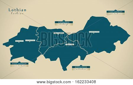 Modern Map - Lothian Uk Scotland Illustration