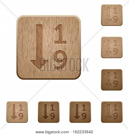 Ascending numbered list icons on carved wooden button styles
