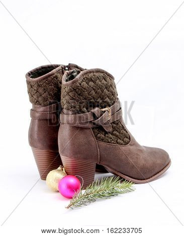 picture of a Woman fashion heels boot on white background