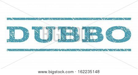 Dubbo watermark stamp. Text caption between horizontal parallel lines with grunge design style. Rubber seal stamp with dirty texture. Vector cyan color ink imprint on a white background.