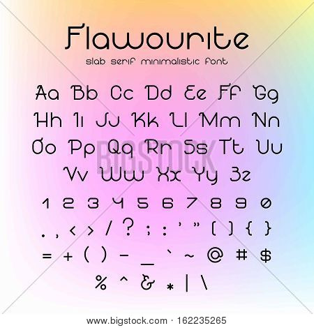 Minimalistic line art typeface with uppercase and lowercase letters, numbers and additional symbols. Simple and clean slub serif font. Perfect for headers and advertising