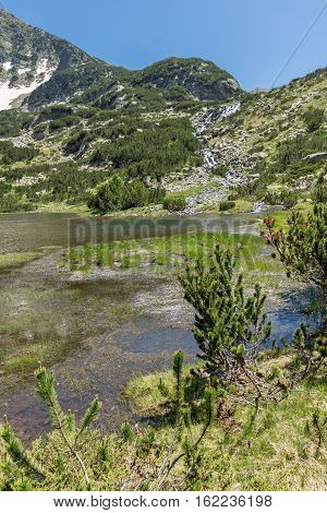 Amazing view of Fish lakes and Sivrya peak, Pirin Mountain, Bulgaria