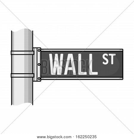 Wall Street sign icon in monochrome style isolated on white background. Money and finance symbol vector illustration.