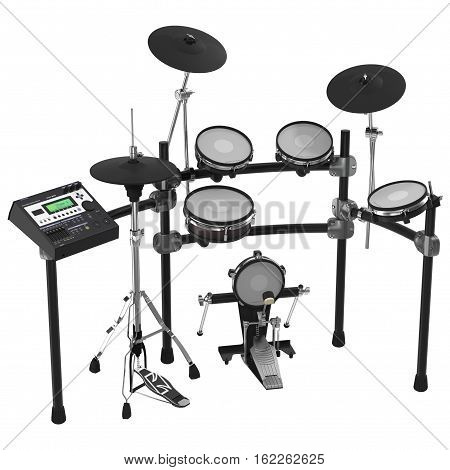 Electronic Drum Kit on white background. 3D illustration