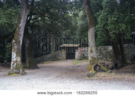The Gate to the Scared Wood of Monteluco. Spoleto, Italy