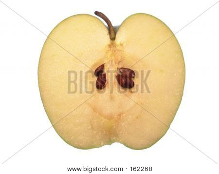 Apfel In zwei Hälften geschnitten