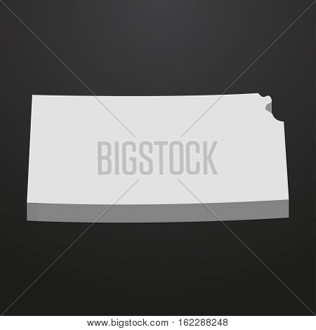 Kansas State map in gray on a black background 3d
