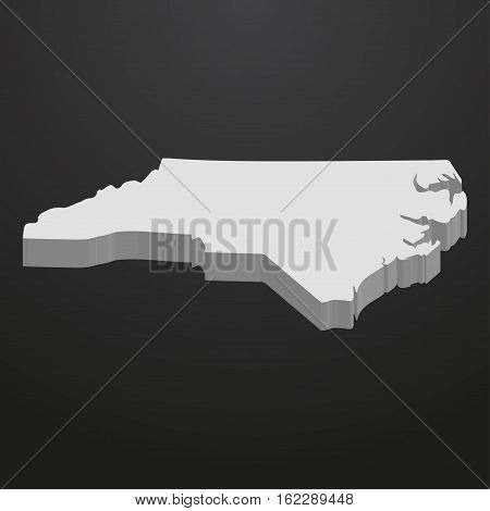 North Carolina State map in gray on a black background 3d