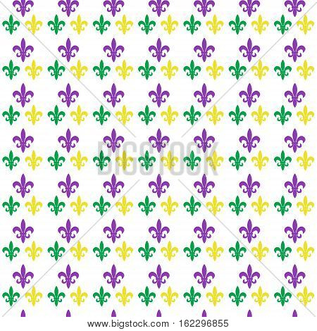 Mardi Gras Carnival seamless pattern with fleur-de-lis. Mardi Gras endless background, texture, wallpaper. Vector illustration