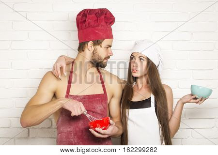 Man And Girl On Kitchen