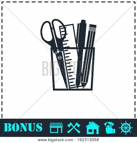 Office tools icon flat. Simple vector symbol and bonus icon