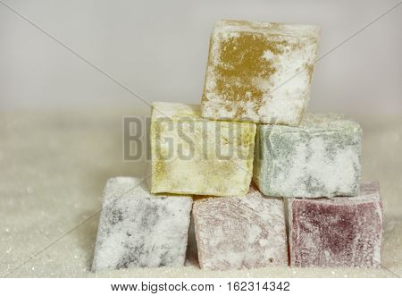 Oriental sweets candy marshmallows Turkish delight mixed marmalade sugar dessert East