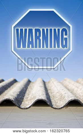 Warning asbestos concept. Warning asbestos on road sign
