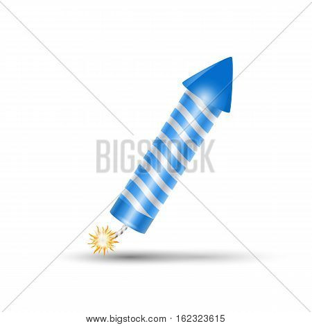 Blue fireworks rocket. Blue petard confetti or firecracker