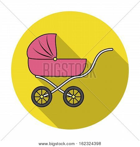 Pram icon in flat style isolated on white background. Baby born symbol vector illustration.