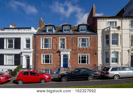 EXMOUTH UK 21 October 2016: historical building - Nelson House on Beacon Street. Exmouth. Devon. England