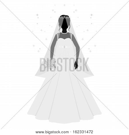 Bride icon in monochrome design isolated on white background. Bride symbol stock vector illustration.