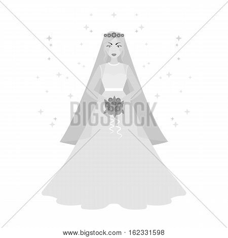 Bride icon in monochrome design isolated on white background. Bride symbol stock vector illustration.
