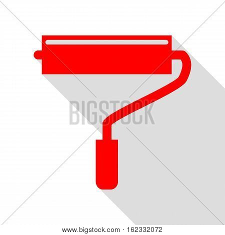 Roller sign illustration. Red icon with flat style shadow path.