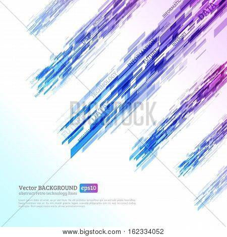 Abstract retro technology lines. Information transfer. Stream of information. Data transfer. Abstract techno background. Stock vector. eps 10