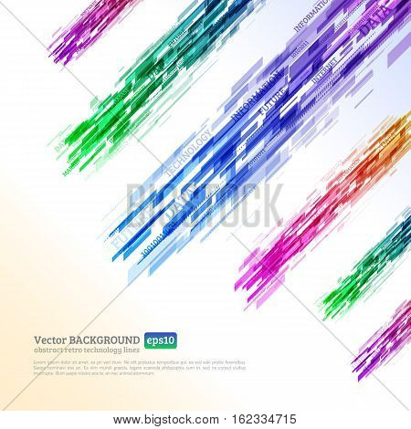 Abstract retro technology lines. Information transfer. Stream of information. Data transfer. Abstract techno background. Stock vector. eps 10