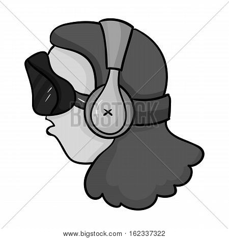 Player with virtual reality headmonochrome icon in monochrome style isolated on white background. Virtual reality symbol stock vector illustration.