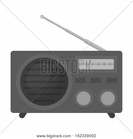 Radio advertising icon in monochrome style isolated on white background. Advertising symbol vector illustration.