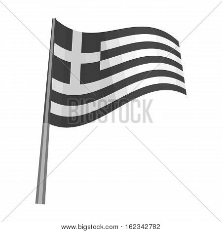 Greek flag icon in monochrome style isolated on white background. Greece symbol vector illustration.