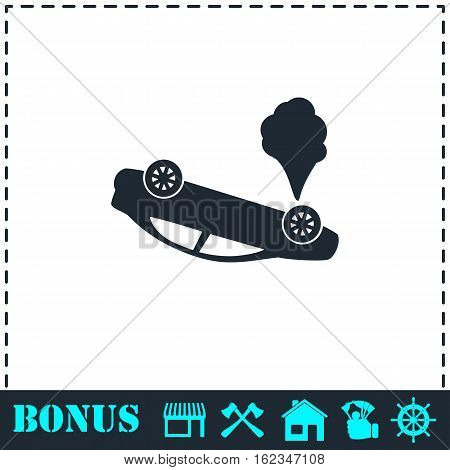 Crash car icon flat. Simple vector symbol and bonus icon