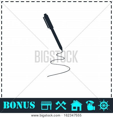Pen icon flat. Simple vector symbol and bonus icon