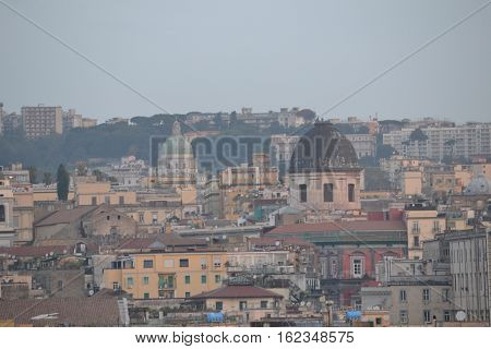 Naples, Italy skyline just after sunrise mid october