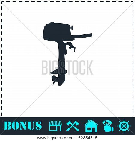 Outboard boat motor icon flat. Simple vector symbol and bonus icon