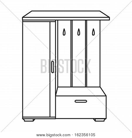 Vestibule wardrobe icon in outline style isolated on white background. Furniture and home interior symbol vector illustration.