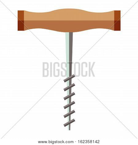 Wine corkscrew cork bottle opener kitchen screw object alcohol winery spiral vector illustration. Drink bar opener. Classic tool winery equipment.