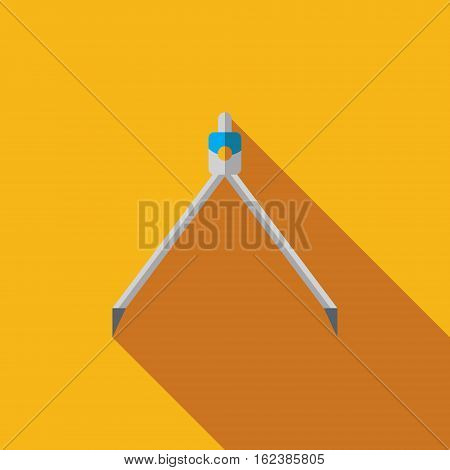 Vector icon or illustration showing building project with measuring caliper compasses in flat design style with long shadow