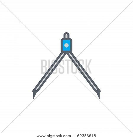 Vector icon or illustration showing building project with measuring caliper compasses in outline style