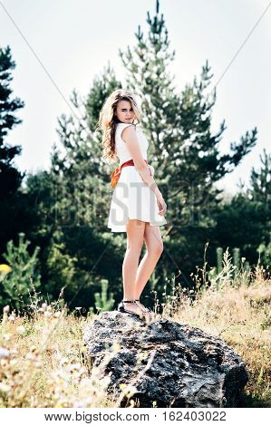 Summer Photo Smiling Girl In A White Dress