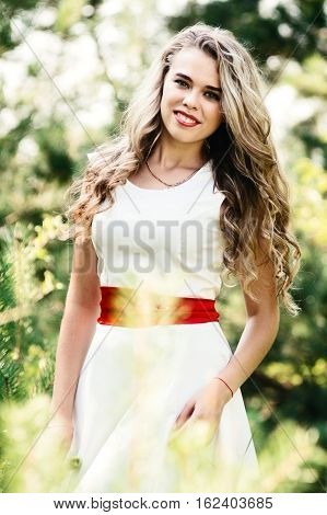 Summer Photo Smiling Girl In A White Dress