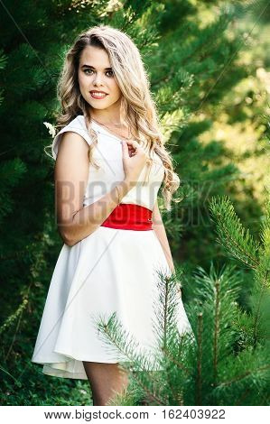 Summer Photo Smiling Girl In A White Dress
