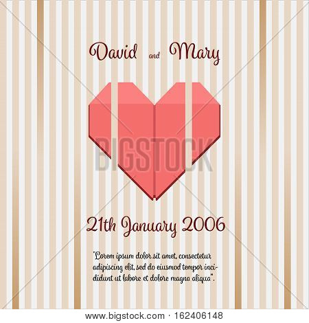 Wedding Invitation with abstract background and a heart in the center