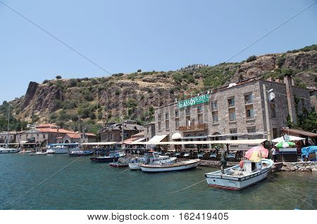 Canakkale, Turkey - July 9,2015 : Assos, also known as Behramkale or for short Behram, is a small historically rich town in the Ayvacik district of the Canakkale Province, Turkey.