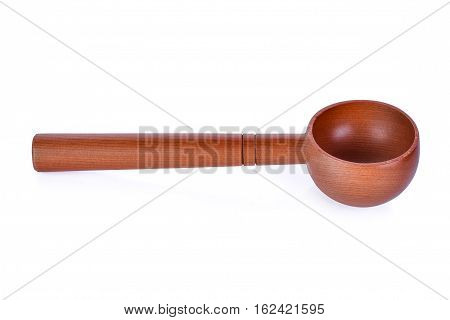 wooden spoonwooden dipper isolated on white background
