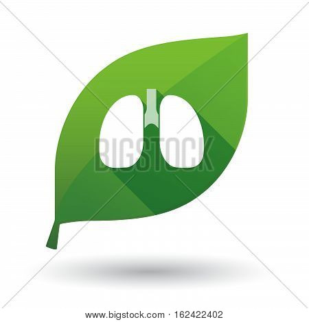 Isolated Green Leaf With  A Healthy Human Lung Icon