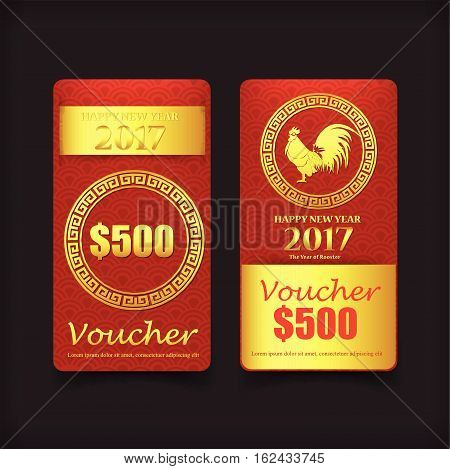 Collection Of Chinese Style Voucher Template Vector Illustration Eps10