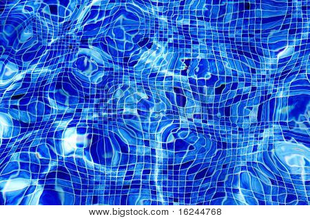 sfondo è costituito da un primo piano dell'acqua della piscina