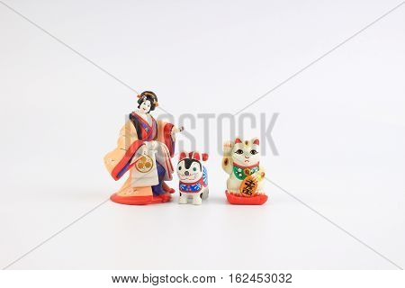 bunraku puppet doll on a white back ground.
