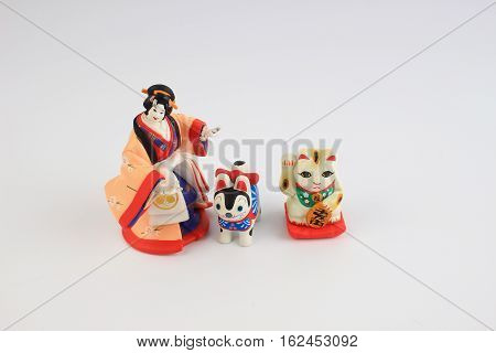 bunraku puppet dollon a white back ground.