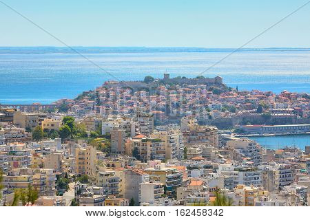Old city and sea view in Kavala, Greece